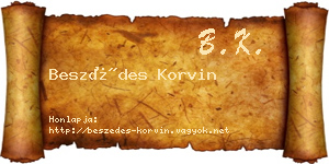 Beszédes Korvin névjegykártya